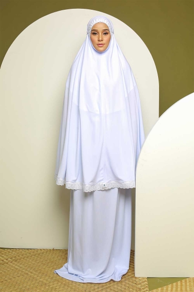 Telekung Embun Zaleekha White (FREE SIZE)